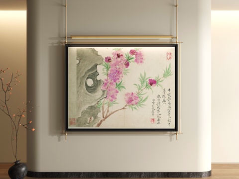  宋式装饰画 新中式山水画3d模型 