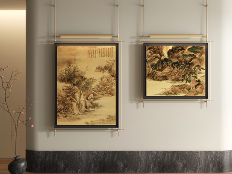  宋式装饰画 新中式山水画3d模型 