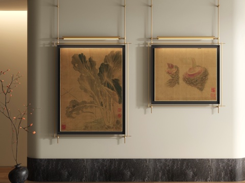  宋式装饰画 新中式山水画3d模型 