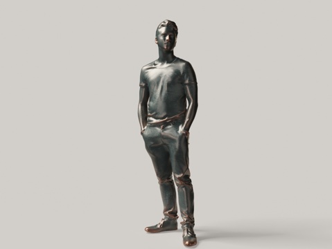  现代青铜雕像 人物雕像 手表男人3d模型 