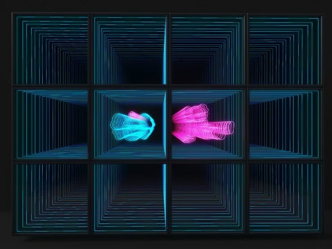  现代深渊镜 网红深渊镜 现代镜子 装饰深渊镜 隧道镜子3d模型 