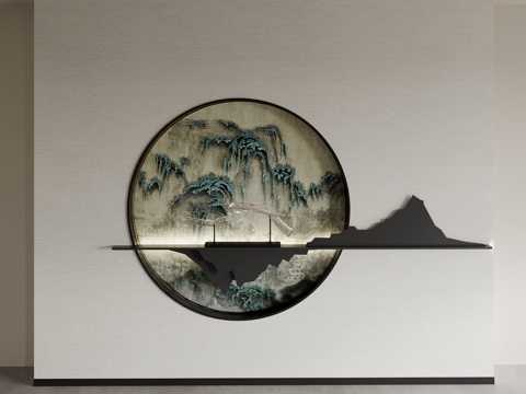  背景墙 茶室背景墙 客厅背景墙 玄关背景墙3d模型 