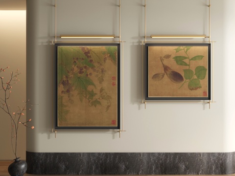  宋式装饰画 新中式山水画3d模型 