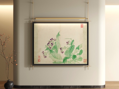  宋式装饰画 新中式山水画3d模型 
