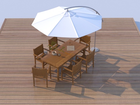  新中式户外桌椅3d模型 
