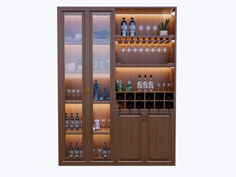  实木酒柜su模型 
