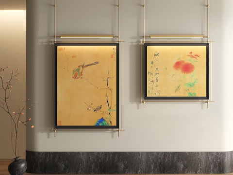  宋式装饰画 新中式山水画3d模型 