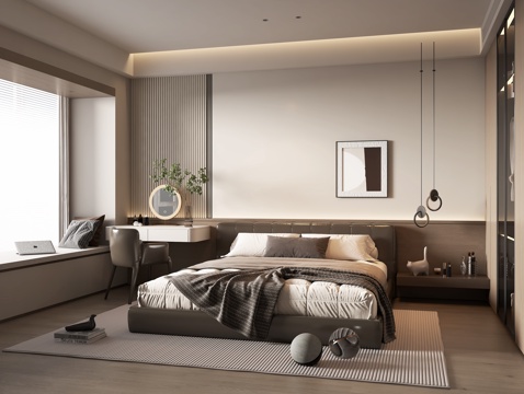  现代家居卧室SU模型su模型 