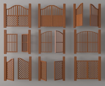  庭院门 院落门 别墅门 木门3d模型 
