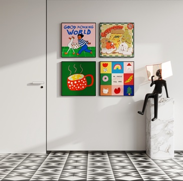  现代抽象艺术装饰画3d模型 