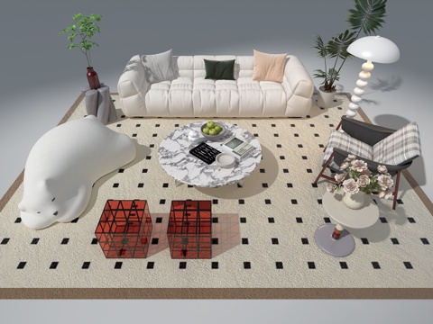  布艺沙发组3d模型 
