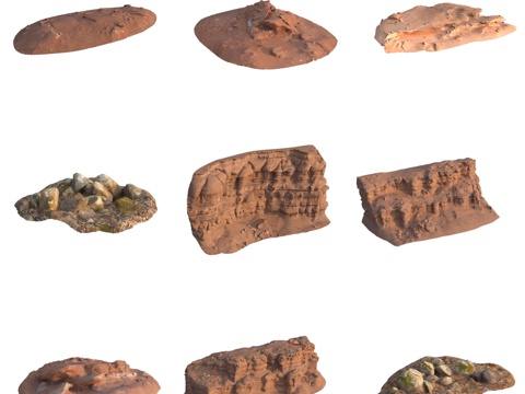  砂岩石大石头石壁巨石石堆3d模型 