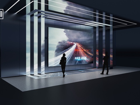  LED显示屏 屏幕显示矩阵 屏幕装置 异形LED拼接 条形屏3d模型 