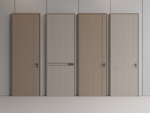  现代木门 单开门 平开门 卧室门 入户门 极简门3d模型 