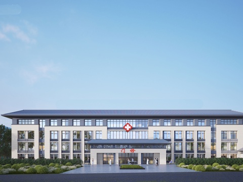  新中式医疗门诊楼 中式对称医缘门诊楼su模型 