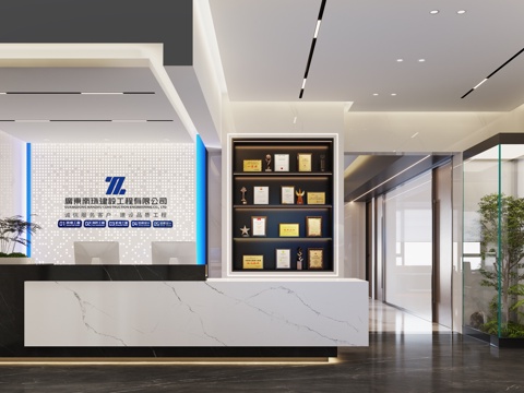  公司前台大厅3d模型 