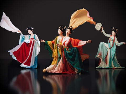  2D古风舞蹈美女 古装美女 古典美人 古风美女 盛装舞蹈su模型 