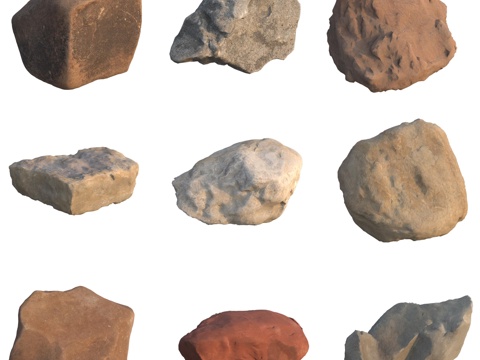  砂岩石石堆巨石大石头3d模型 