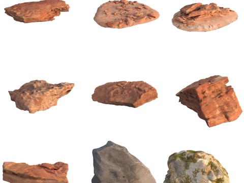  砂岩石石堆石壁巨石大石头3d模型 