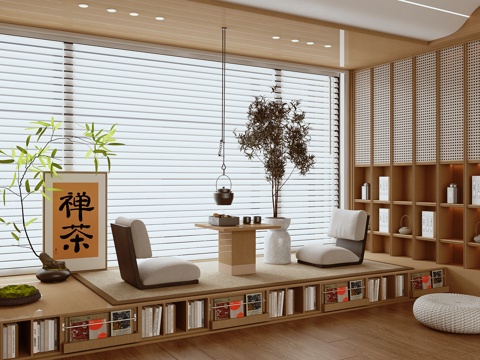  现代茶室3d模型 