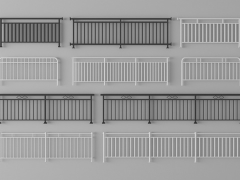  金属栏杆 围栏 栅栏 护栏su模型 