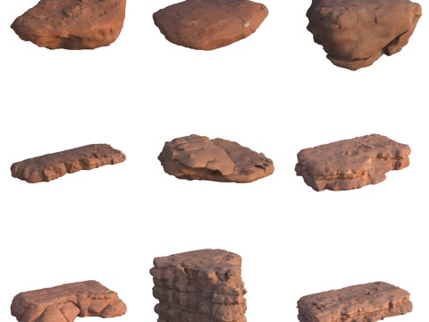  砂岩石石堆石壁巨石大石头3d模型 