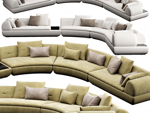  现代意式 Minotti 弧形组合沙发3d模型 