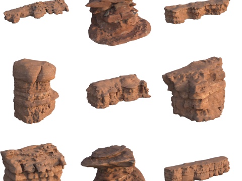  砂岩石大石头石壁巨石3d模型 