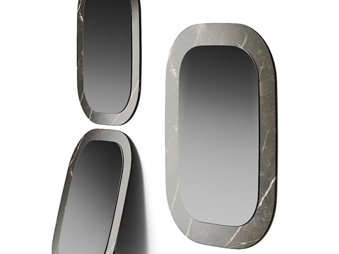  意式大理石边框装饰镜子3d模型 