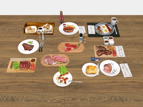  食物 食品 牛排 三明治 烤肠su模型 