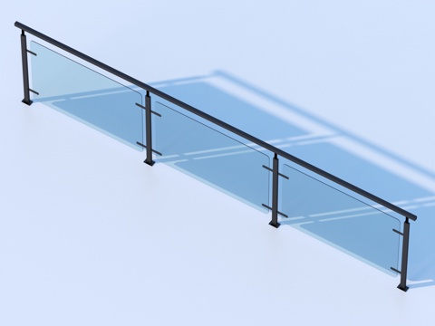  玻璃栏杆 扶手 围栏 护栏 栏杆3d模型 
