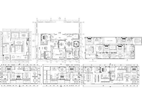  6套家具展厅展馆平面方案图cad施工图 