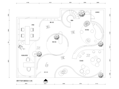  展厅企业展馆平面方案图cad施工图 