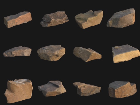  岩石大石头巨石石堆3d模型 