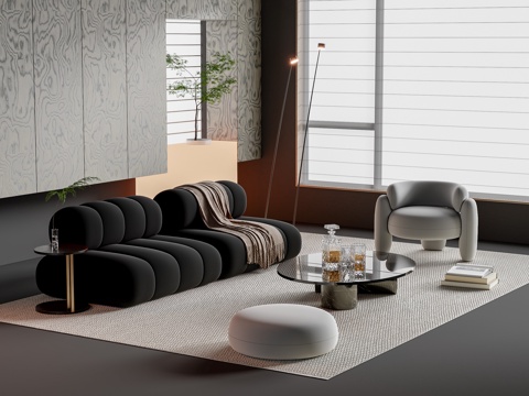  现代沙发茶几组合3d模型 