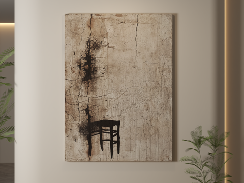  现代挂画 侘寂风挂画 肌理画 抽象画 装饰画3d模型 