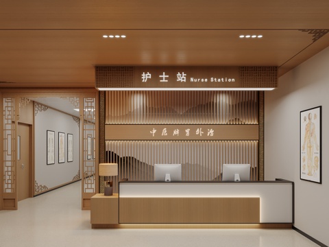  护士站走道su模型 