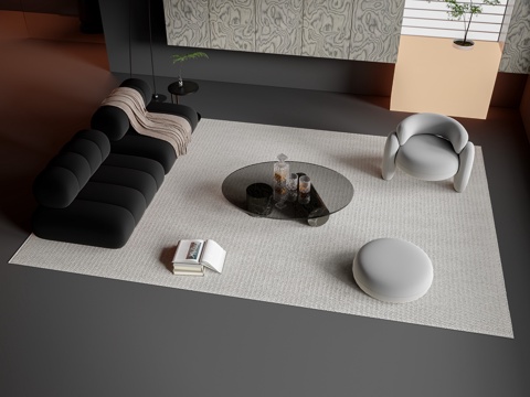  现代沙发茶几组合3d模型 