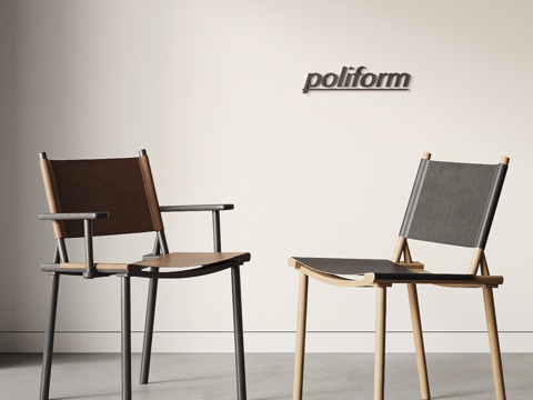  POLIFORM现代餐椅组合 皮椅 木椅 单椅 餐椅 休闲椅su模型 