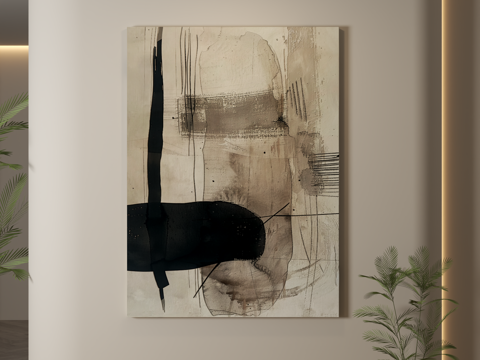  现代挂画 侘寂风挂画 肌理画 抽象画 装饰画3d模型 