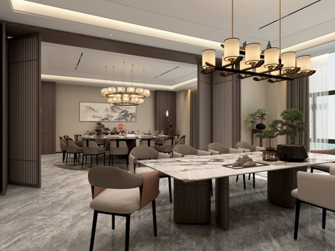  新中式包厢 餐厅包厢 会所包厢 酒店包厢 包房 包间免费3d模型 