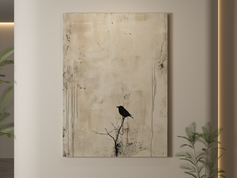  现代挂画 侘寂风挂画 肌理画 抽象画 装饰画3d模型 