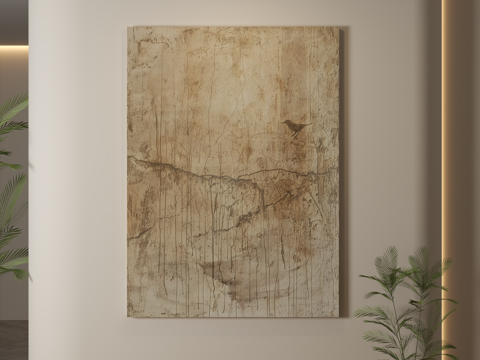  现代挂画 侘寂风挂画 肌理画 抽象画 装饰画3d模型 