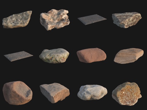  岩石大石头玉石3d模型 