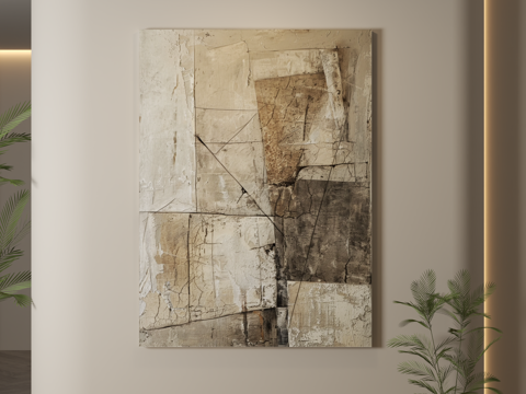  现代挂画 侘寂风挂画 肌理画 抽象画 装饰画3d模型 
