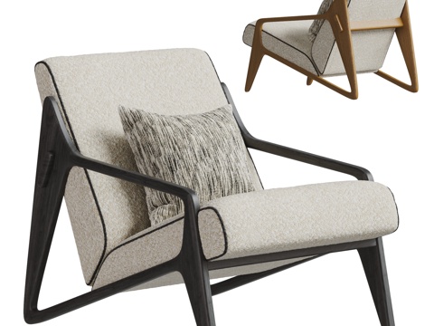  VITRA 现代中古休闲椅组合 布艺休闲椅 木休闲椅 沙发椅su模型 