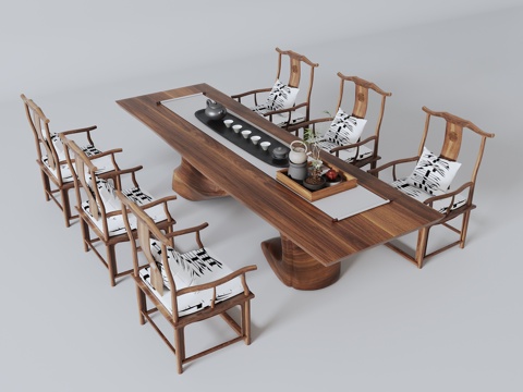  茶桌茶台3d模型 