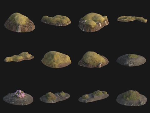  岩石青苔大石头3d模型 