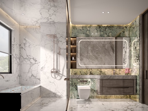  现代别墅卫生间3d模型 