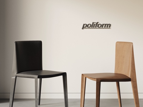  POLIFORM现代皮革餐椅组合 单椅 马鞍椅 意式3d模型 